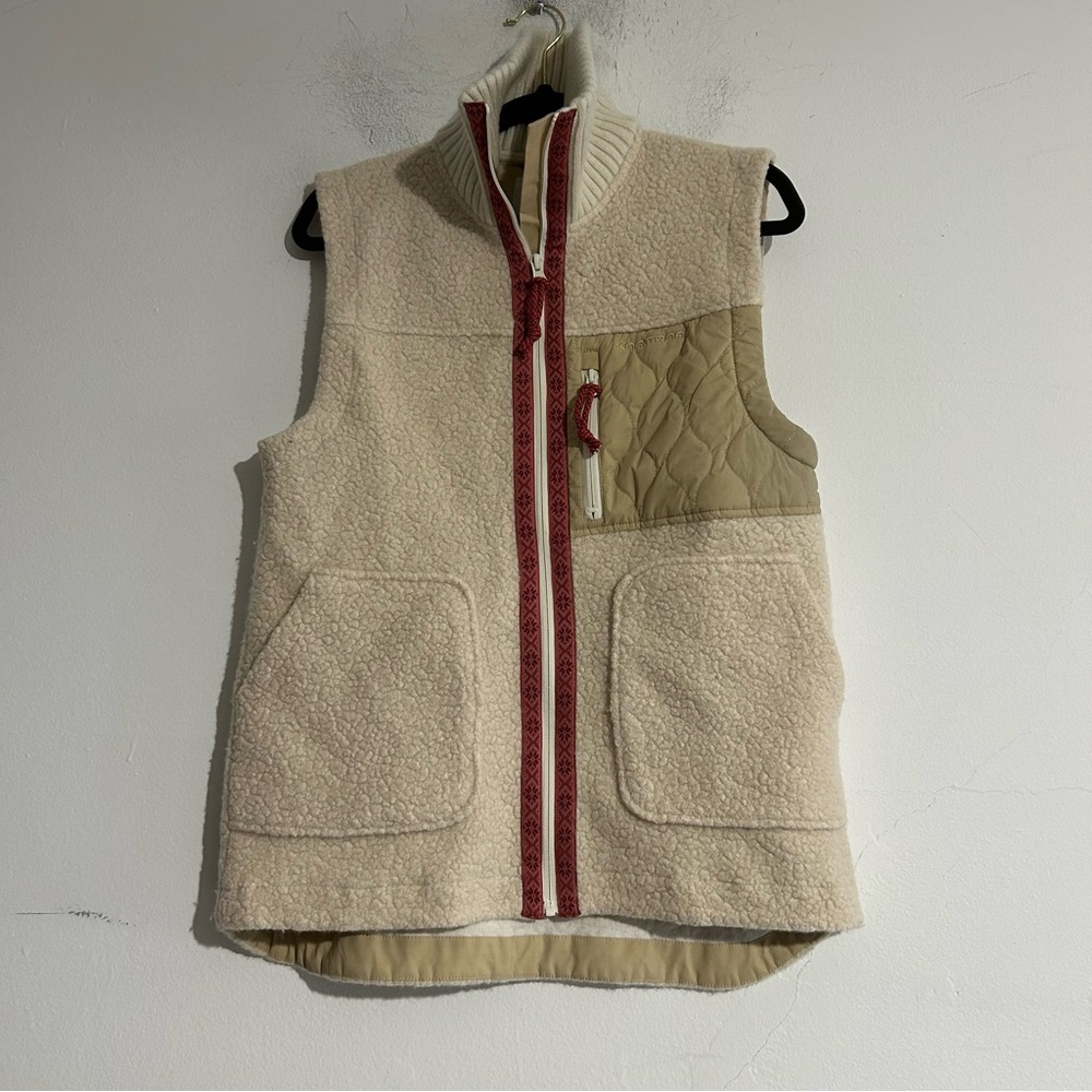 Kari Traa Voss Wool Blend Pile Sherpa Vest Cream Medium Gorpcore Outdoor